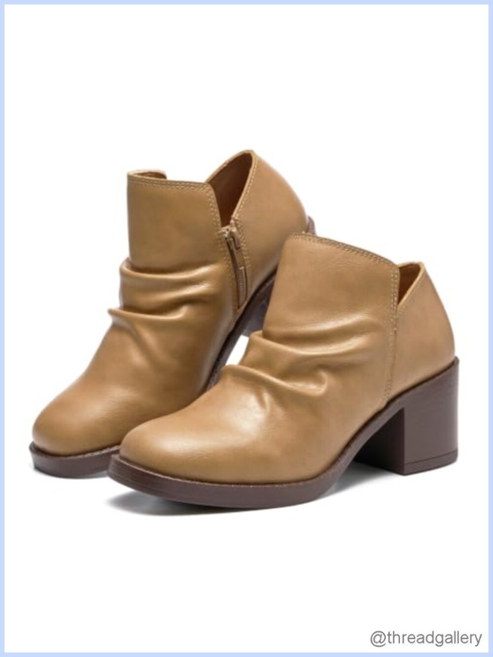 Genuine Leather Heeled Ankle Boots Womens Slouch Block Heel Booties